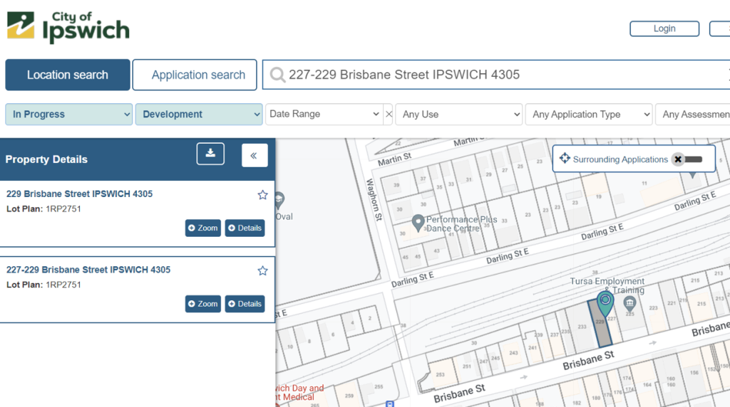 City of Ipswich application history