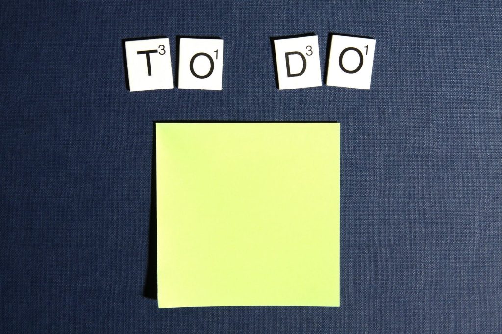 yellow post it note with to do tiles